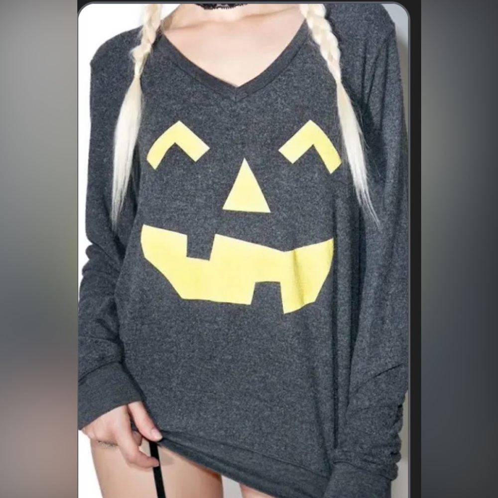 🎃 Wildfox Jack-o’-lantern face Baggy Beach Jumper size S